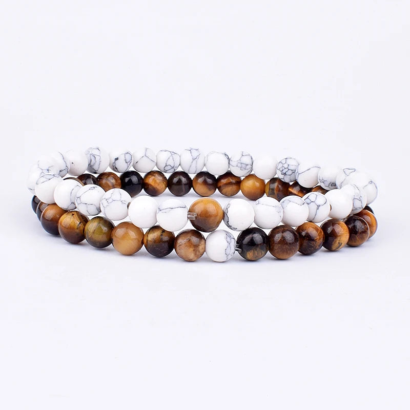 2pcs/set Couples Distance Bracelet Natural Stone Yoga Beaded Bracelets Men Women