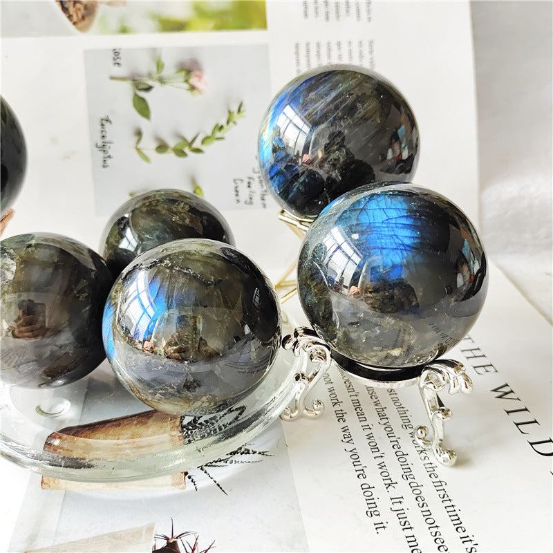 Natural Labradorite Ball Rough Stone Hand Polished Crystal Ball Decoration