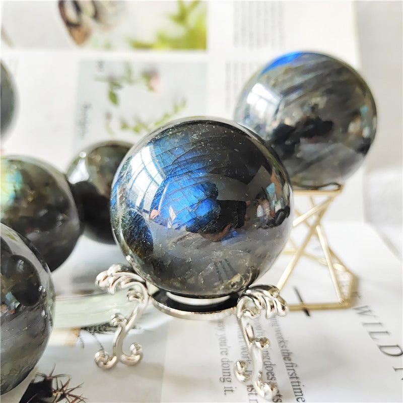 Natural Labradorite Ball Rough Stone Hand Polished Crystal Ball Decoration