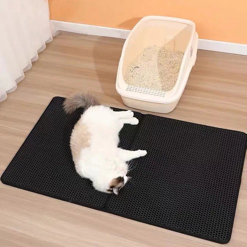 New Waterproof Pet Cat Litter Mat Double Layer  Non-slip Sand Cat Pad Washable Bed Mat