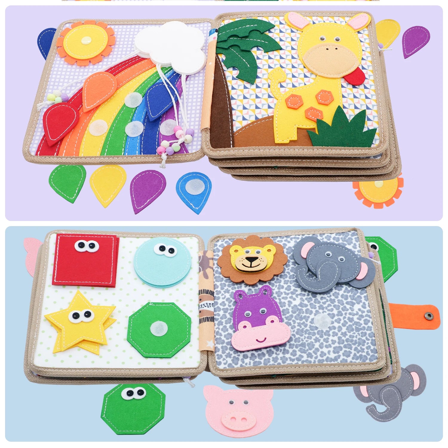 Toddler Busy Board Montessori Toys Giraffe Felt Quiet Book Education Toys