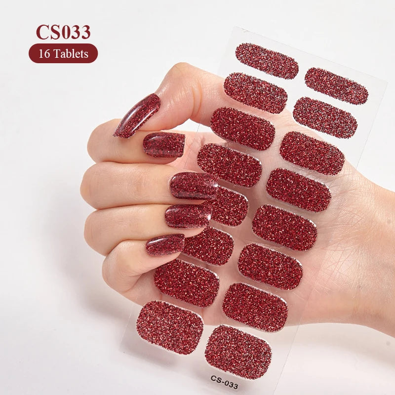 Full Cover Nail Stickers Fashion Nail Polish Nail Decoration Sparkling Glitter Self Adhesive Manicure Designer Nail Art Sticker