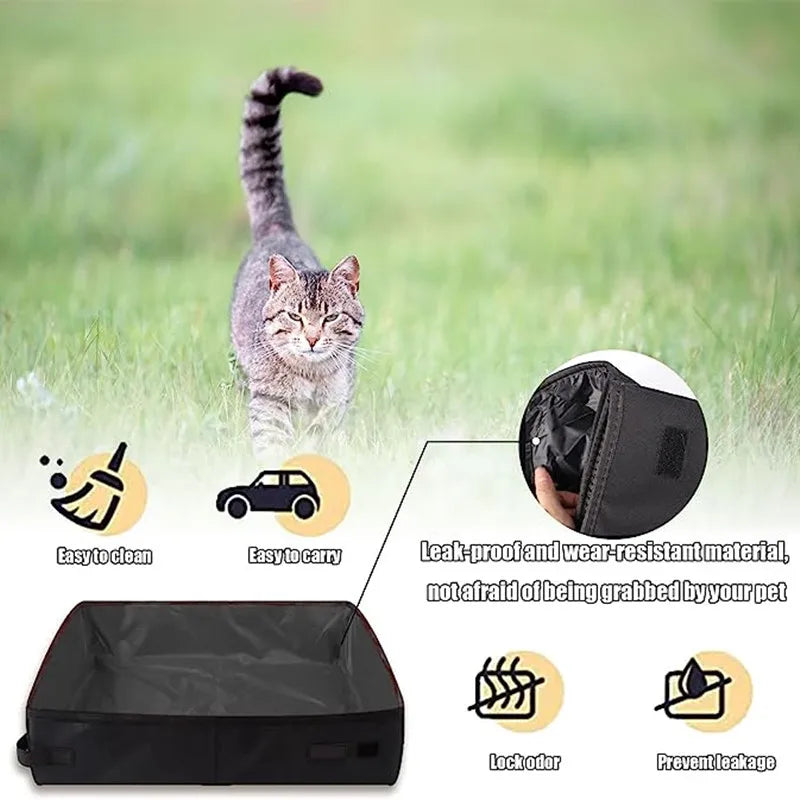 Pet Supplies Portable Foldable Litter Box Waterproof Oxford Cloth Pet toilet For Travel Fold the Cat Litter