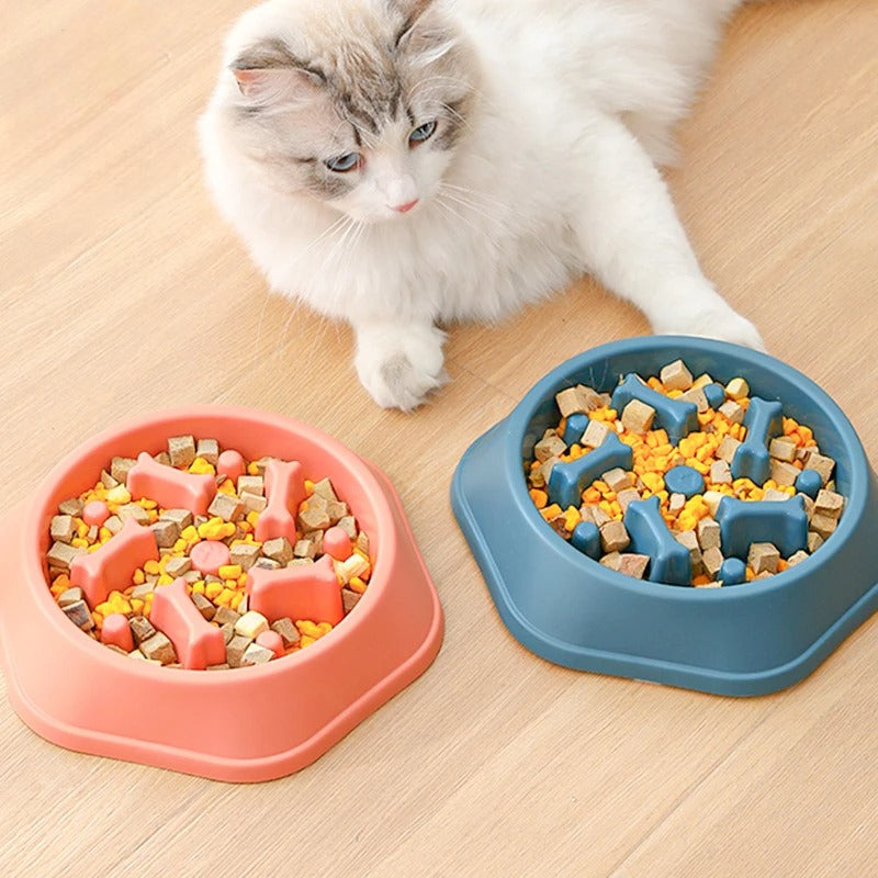 Slow Food Bowl for Small Dogs Choke-proof Slow Eating Pet Feeder Bowls Non-slip Puppy Cats Food Container PP Plate Pet Supplies