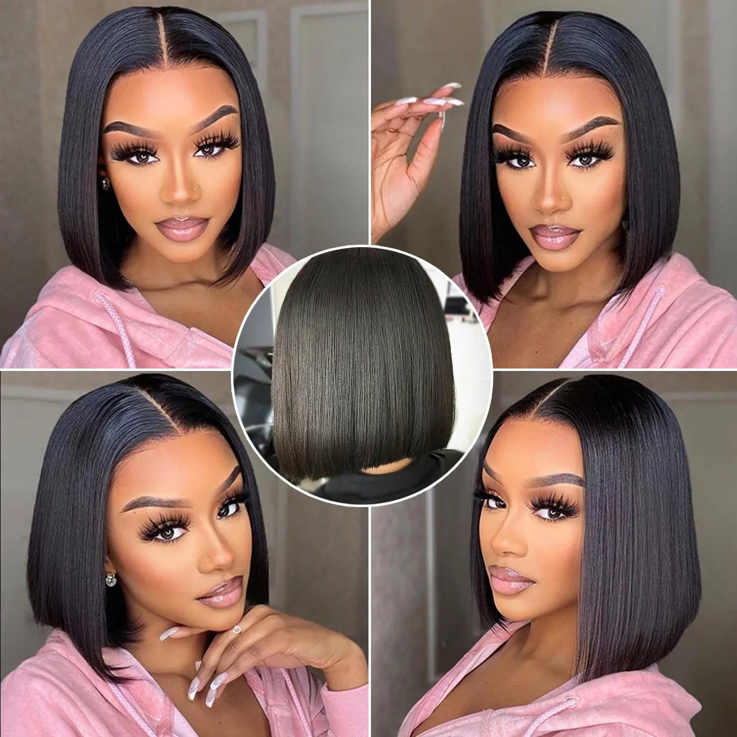 13x4 Lace Front Human Hair Wig Transparent Short Bob Wig Glueless Wigs For Women