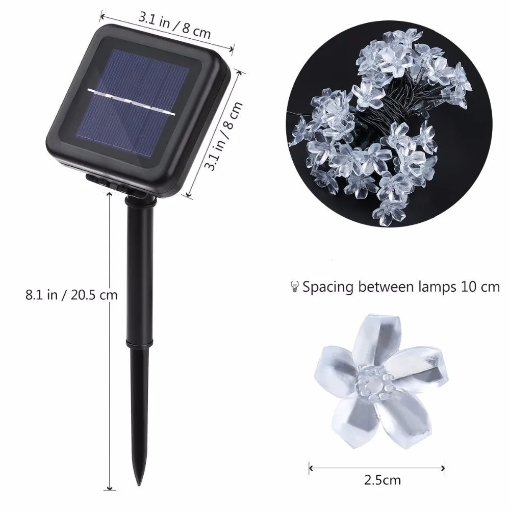 LED Solar Lights Outdoor Floral 5M/7M/12M String Flower Fairy Lights Waterproof