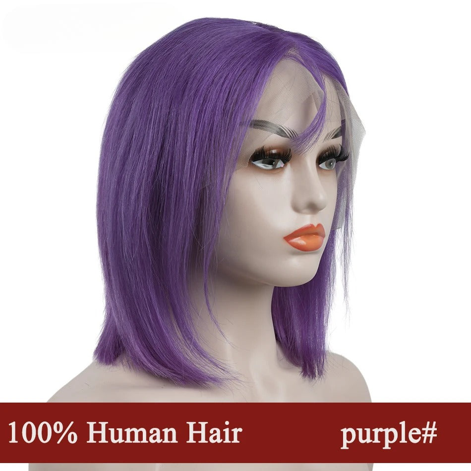 13x4 Lace Front Human Hair Wig Transparent Short Bob Wig Glueless Wigs For Women