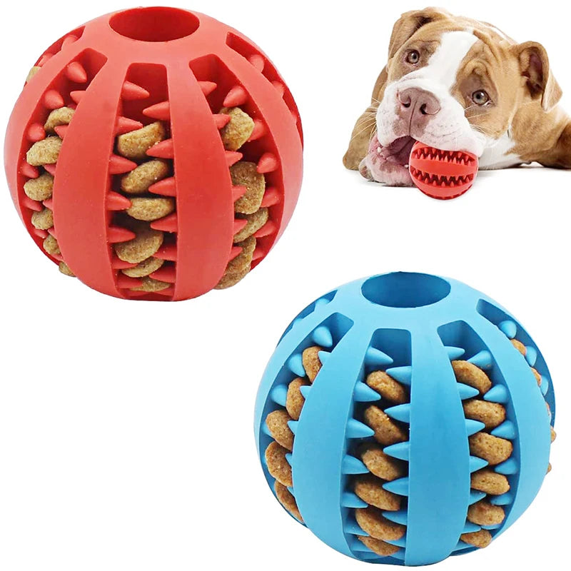 Dog Treat Ball Toys for Small Dogs Interactive Elasticity Puppy Chew Toy Tooth Cleaning Rubber Food Ball Toy