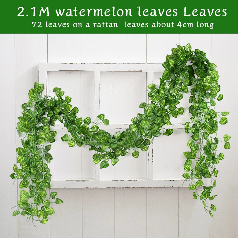 2.1M Artificial Plant Green Ivy Leaf Garland Silk Wall Hanging Fake Leaves