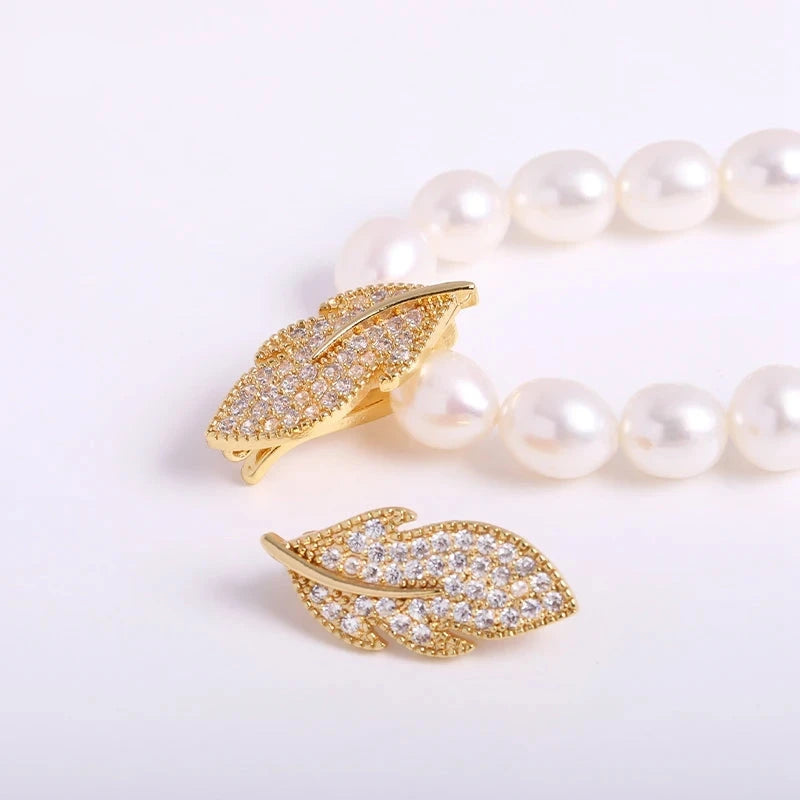 11 Types 18K Gold Plated Shiny Zircon Pearl Clasps Hooks For DIY Beaded Pearl Jewelry Making Connectors Fittings