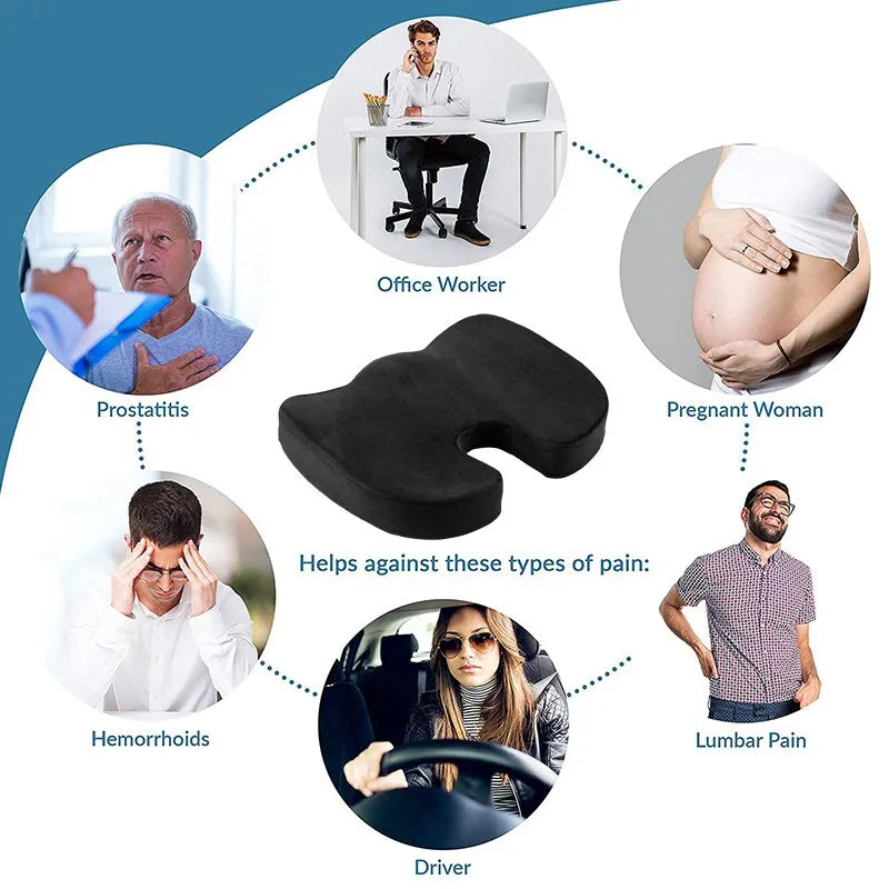 Office Chair Cushion Car Seat Cushion Memory Foam Sciatica Relief Pillow Correct Sitting Posture