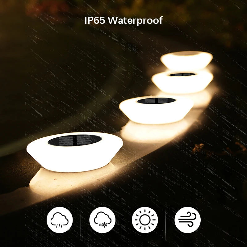 4Pack Solar Lights Outdoors Lamp 360° LED Floor Lights IP65 Waterproof with On/Off