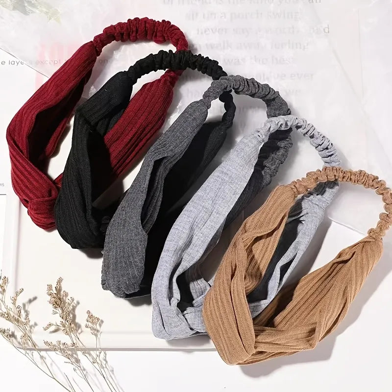 Women Hair Accessories Fashion Stripe Headbands Non Slip Elastic Hair Bands For Teen Girls For Long Hair Knotted Headbands