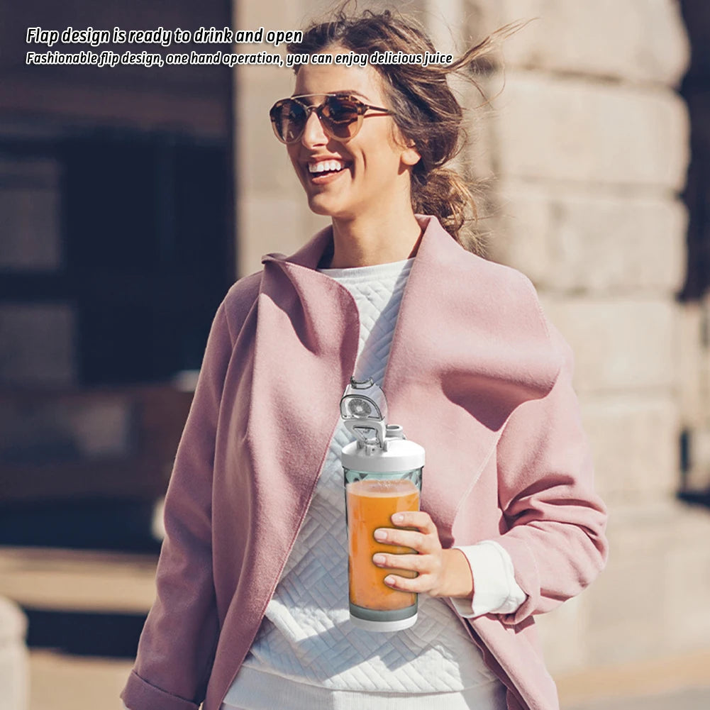 600ml Fashion Juicer Cup With Filp Cover USB Charging Orange Juicer Ice Crusher Electric Blender For Home Kitchen Ourdoor Sports