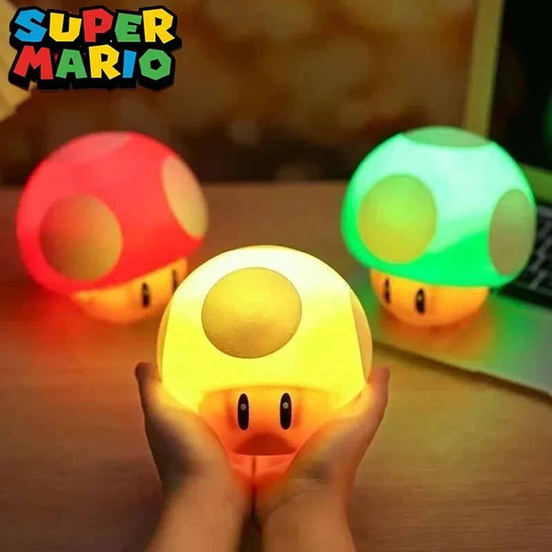 Game Super Mario Bros Night Lamp LED Sound Mushroom Question Mark Light Action Figure Toy Cartoon Star Lights Kids Birthday Gift