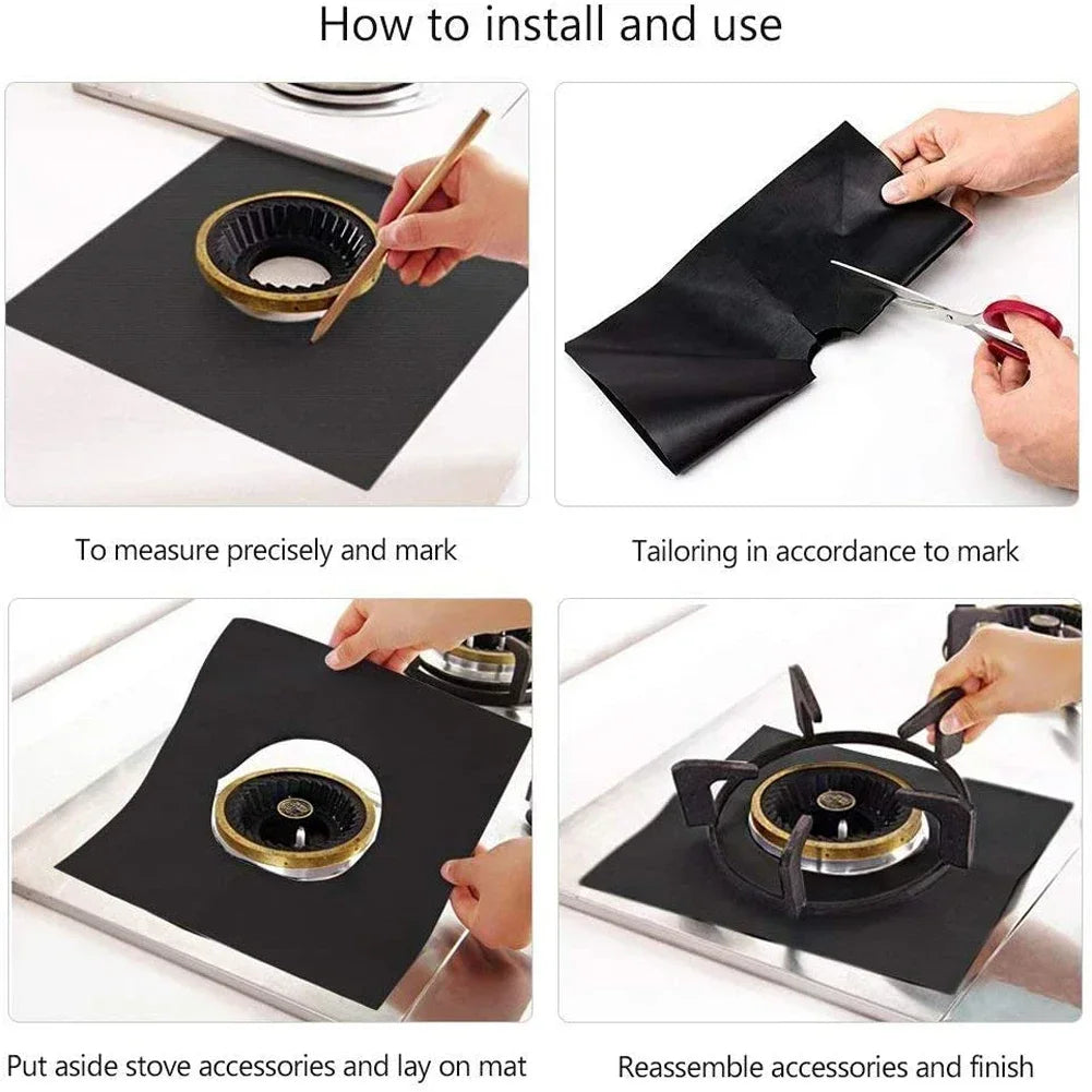 1/4pcs Stove Burner Cover Reusable Foil Cover Gas Stove Protector Non-Stick Stovetop Burner Sheeting Mat