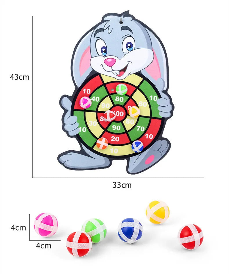 Montessori Toys for Kids 2 to 4 Years Old Cartoon Animal Dart Board Sticky Ball