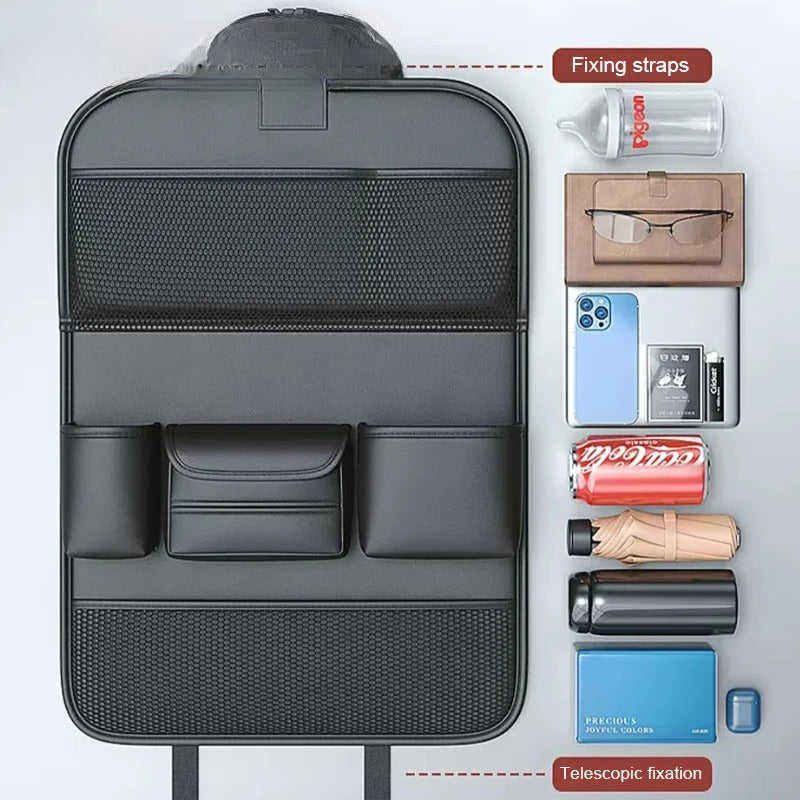 Car Seat Back Organizer Auto Back Seat Storage Bag with Foldable Table Tray Tablet Holder Tissue Box Car Accessories