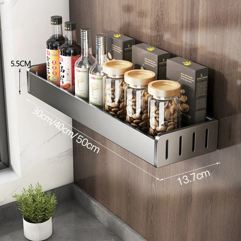 Wall Hanging Spice Rack Wall Mounted Kitchen Condimenters Spice Rack Organizer Shelf  Hanging Hook Rack