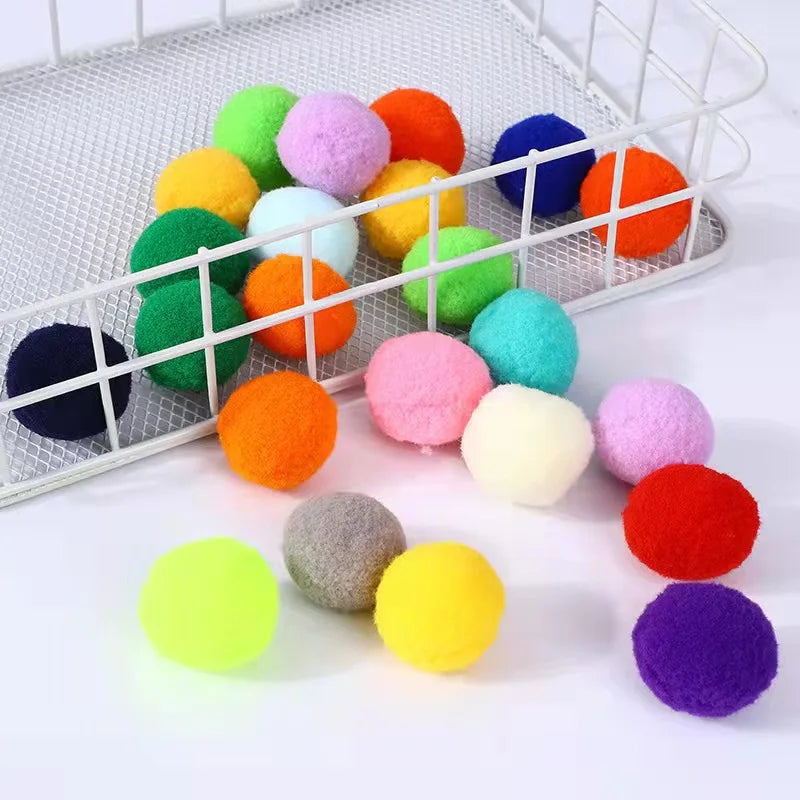 50/100 pcs Stretch Plush Ball Cat Toy Ball Creative Colorful Interactive Cat Pom Pom Cat Chew Toy