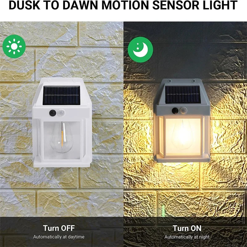 Solar Wall Lights Tungsten Waterproof Wireless Motion Sensor Security Lamps