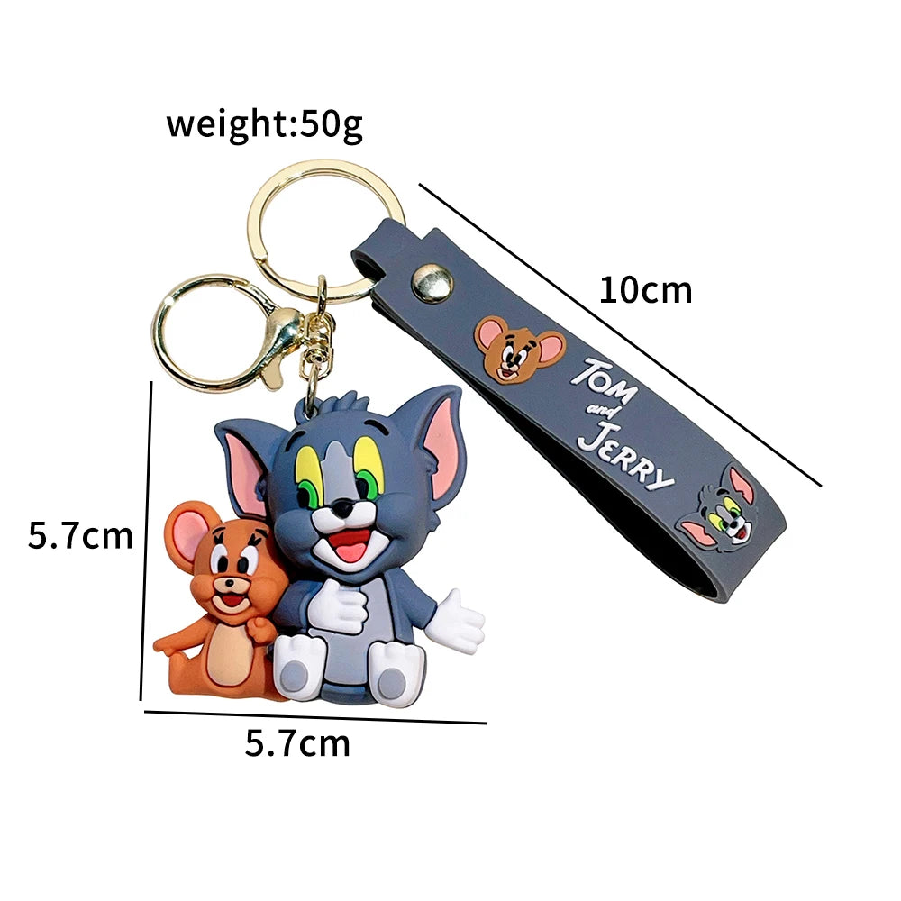 Tom and Jerry Anime Cartoon Ornament Keychain Car Key Bag Pendant Cat And Mouse Doll