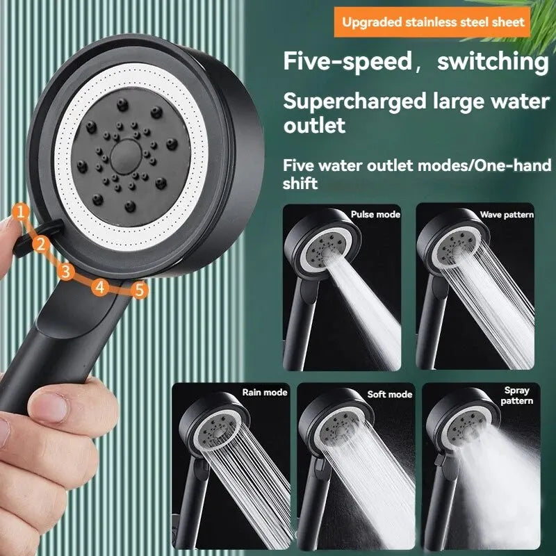 5 Modes Shower Head High Pressure Showerhead Portable Filter Rainfall Faucet Tap