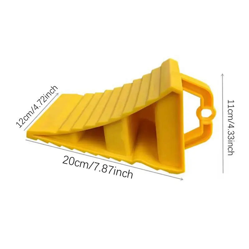 Portable Wheel Chock with Handles Anti-slip Plastic Base Tire Support Pad Yellow