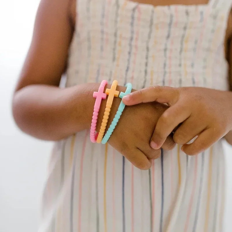 Jesus Bracelets - Cross & Macaron-colored Beaded Silicone Bracelets