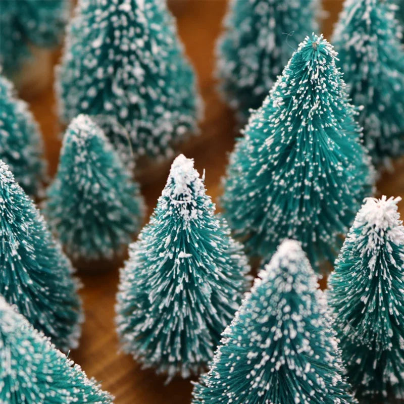 500Pcs Mini Christmas Tree Small Artificial Pine Sisal Snow Landscape Xmas Trees