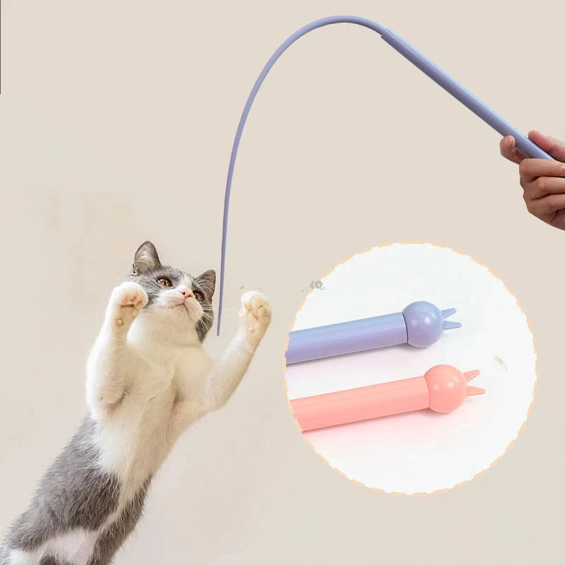 Simulated Mouse Tail Cat Toy Cat Teaser Funny Stick Silicone Long Tail Pet Interactive Toys for Cats