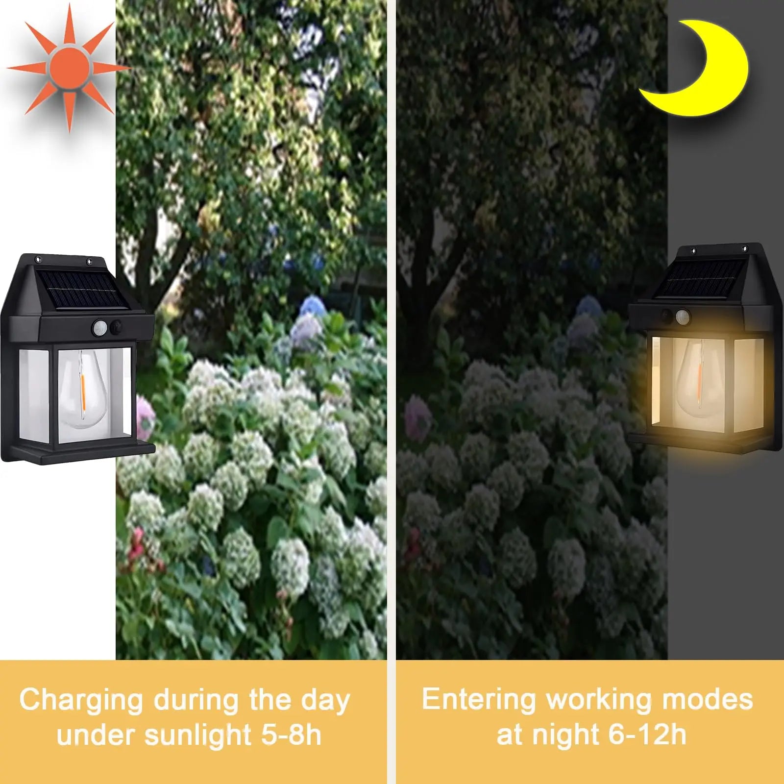 2Pack Solar Wall Light outdoor Wireless Solar Lights Wall Tungsten Lights 3Modes