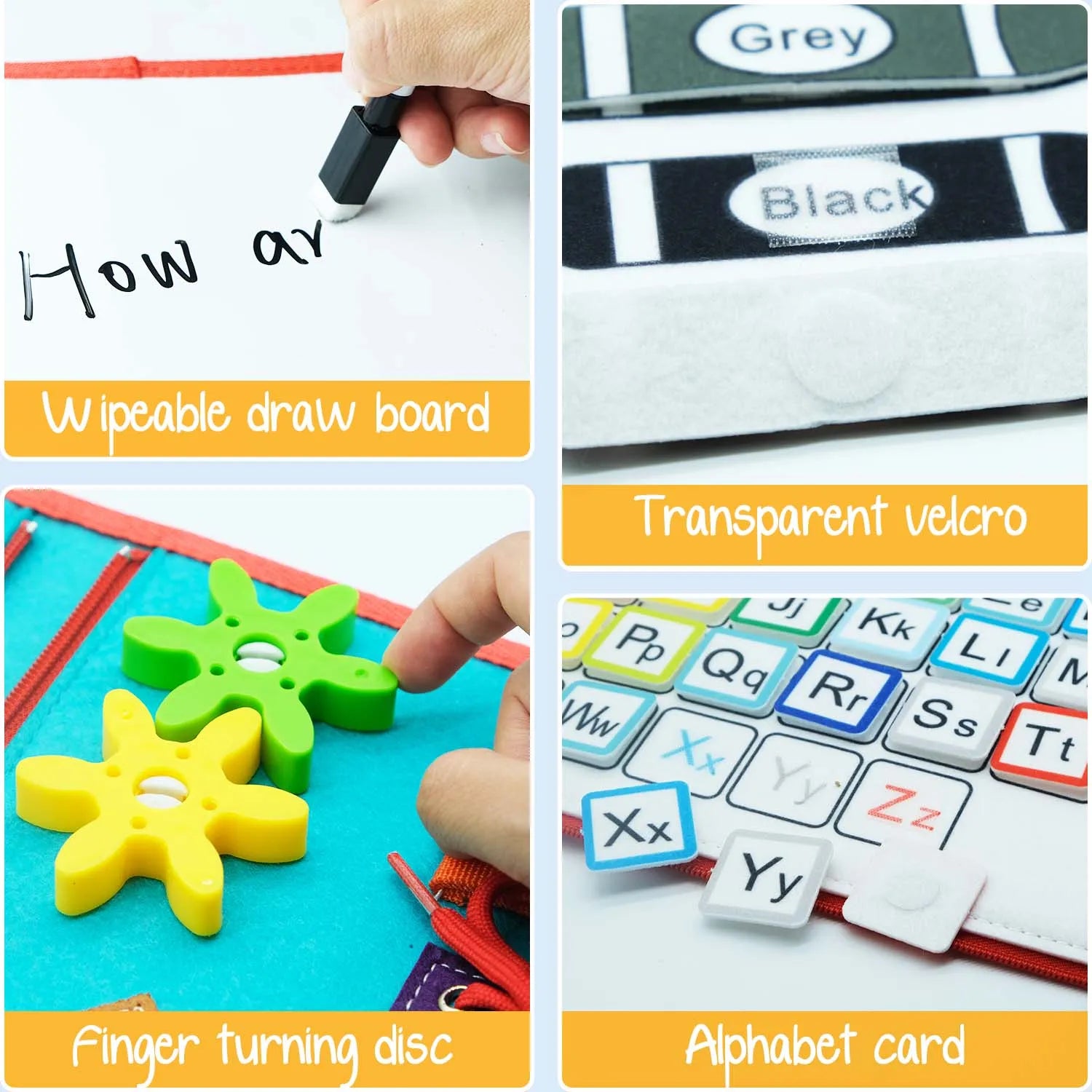 Toddler Busy Board Montessori Sensory Toys for Learning Fine Motor Skills Autism Preschool Activities Educational Travel Toys