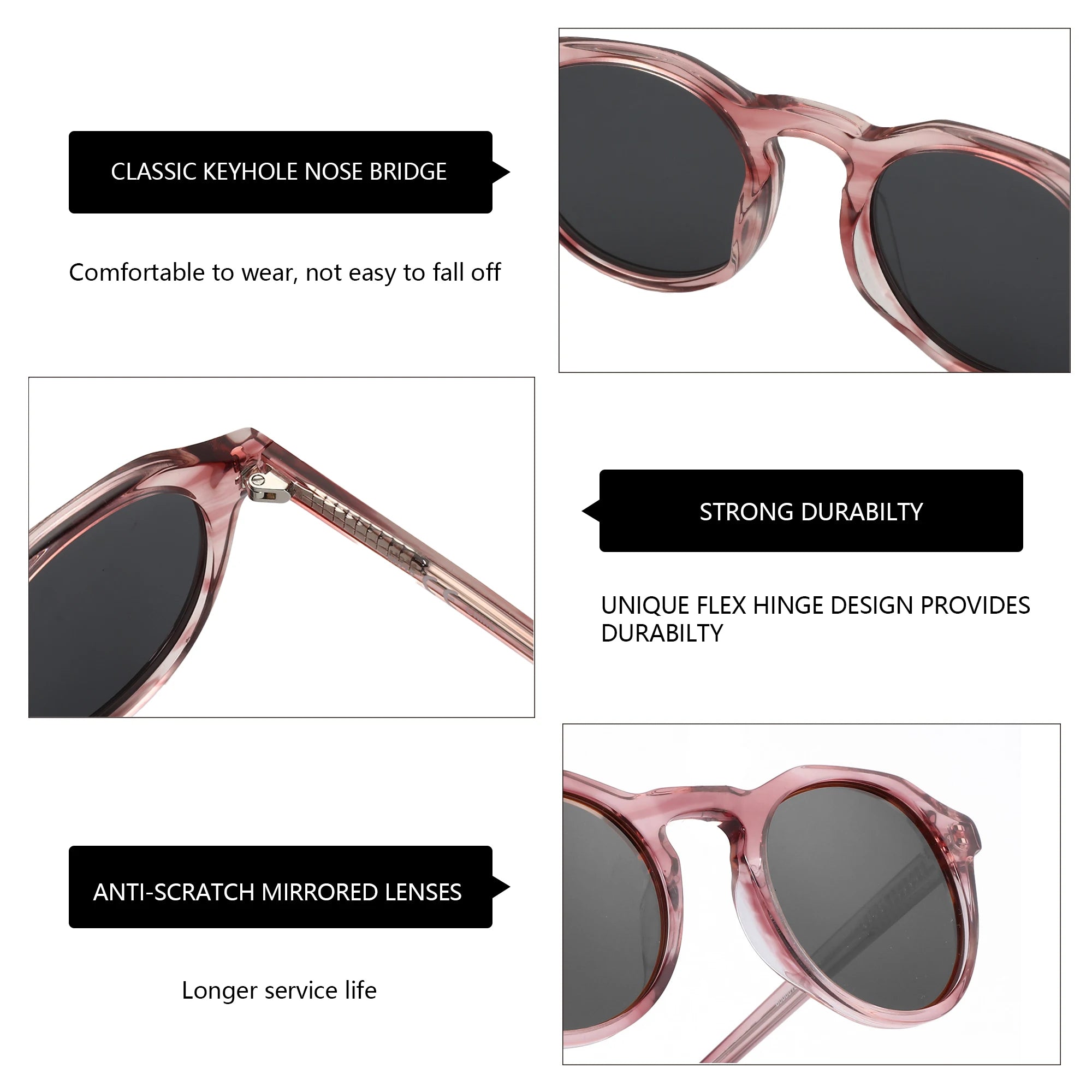 Acetate Polarized Sunglasses Round Vintage Shade UV400 Men/Women Retro