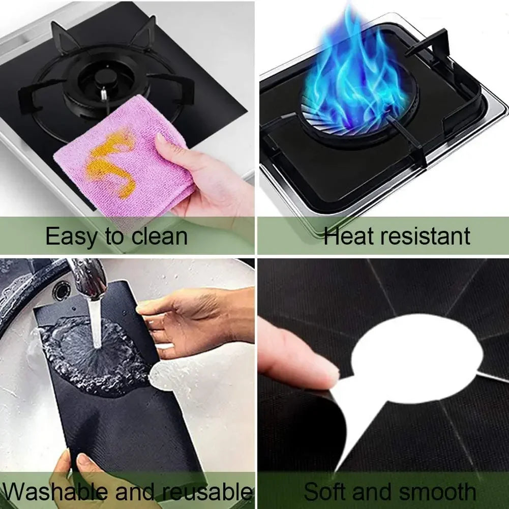 1/4pcs Stove Burner Cover Reusable Foil Cover Gas Stove Protector Non-Stick Stovetop Burner Sheeting Mat