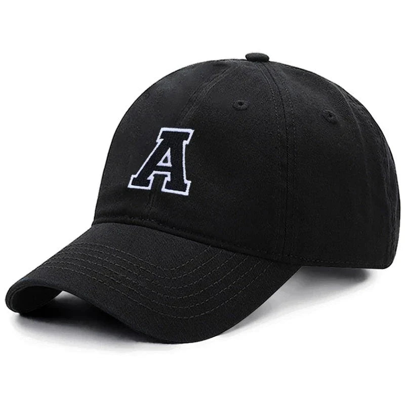 Bicolor letter A-Z Embroidery Black Baseball Cap Cotton Men Women Adjustable Cap