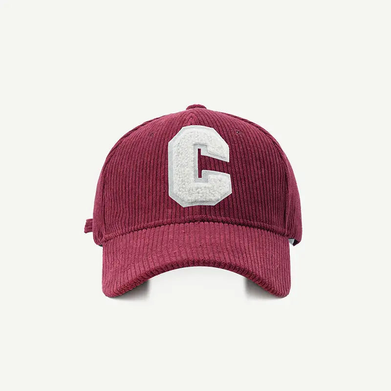 Corduroy Baseball Cap C Letter Snapback Hat Adjustable Casual Hip Hop Cap