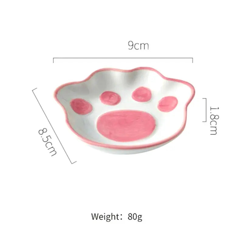 Japanese Cute Cat's Paw Taste Dish Ceramic Cartoon Dessert Plate Seasoning Bowl