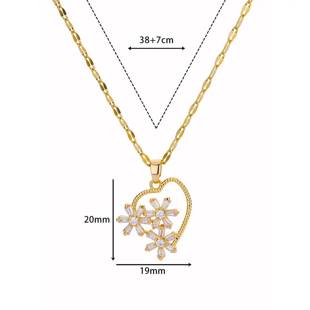 Zircon Heart Necklaces For Women Stainless Steel Chain Choker Gold Color Hollow Knight Necklace Fashion Luxury Designer Jewelry