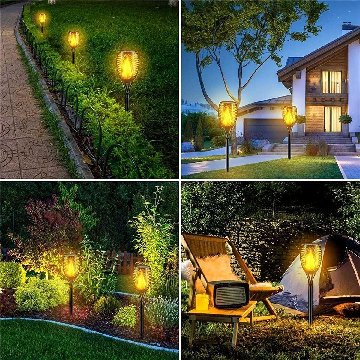 12LED Solar Flame Torch Light Flickering Light Waterproof Patio Floor Lamp