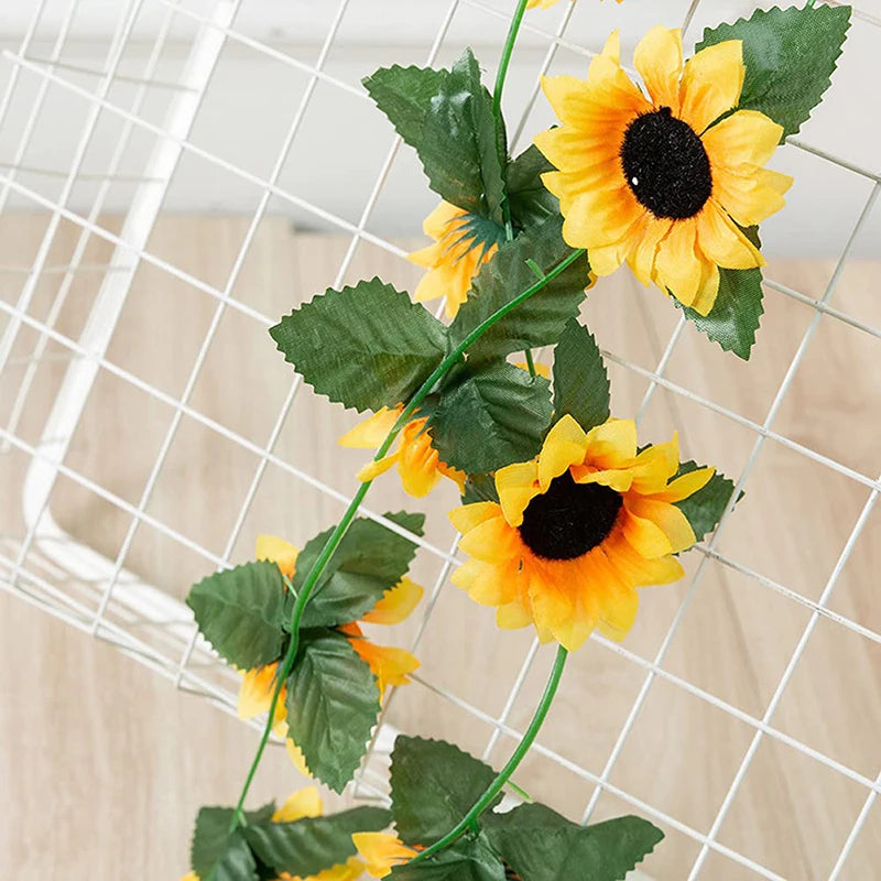 250cm Silk Sunflower Ivy Vine Artificial Flowers Wall Hanging Garland Fake Plant