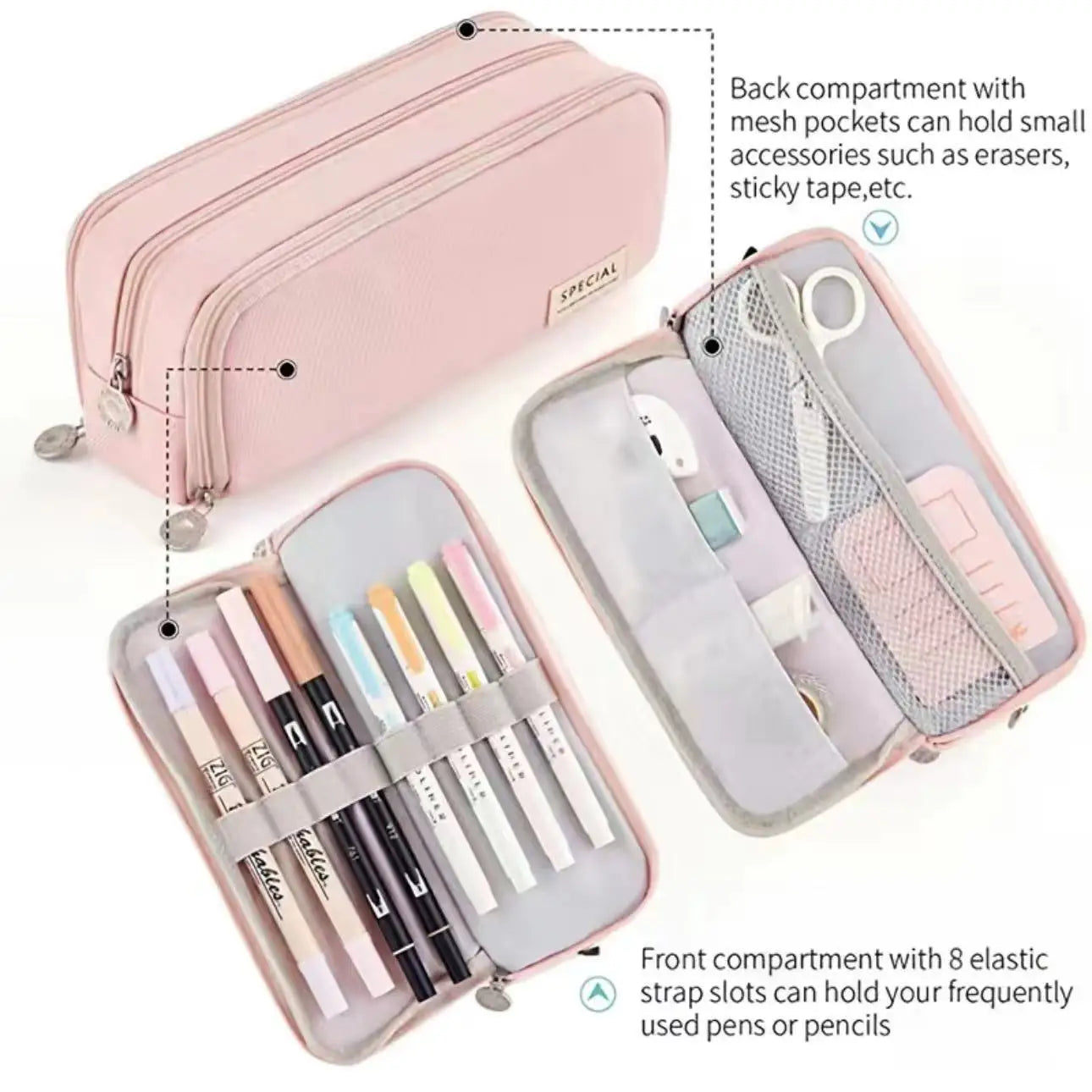 Stationary Pen Pencil Storage Bag Multi Layer Large Cosmetic Travel Storage Bag