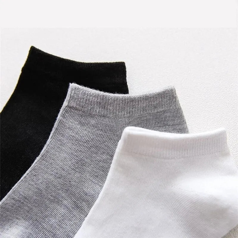 10 Pairs Men's Polyester Boat Socks New Style Black White Grey Business Men Stockings Soft Breathable Summer for Male