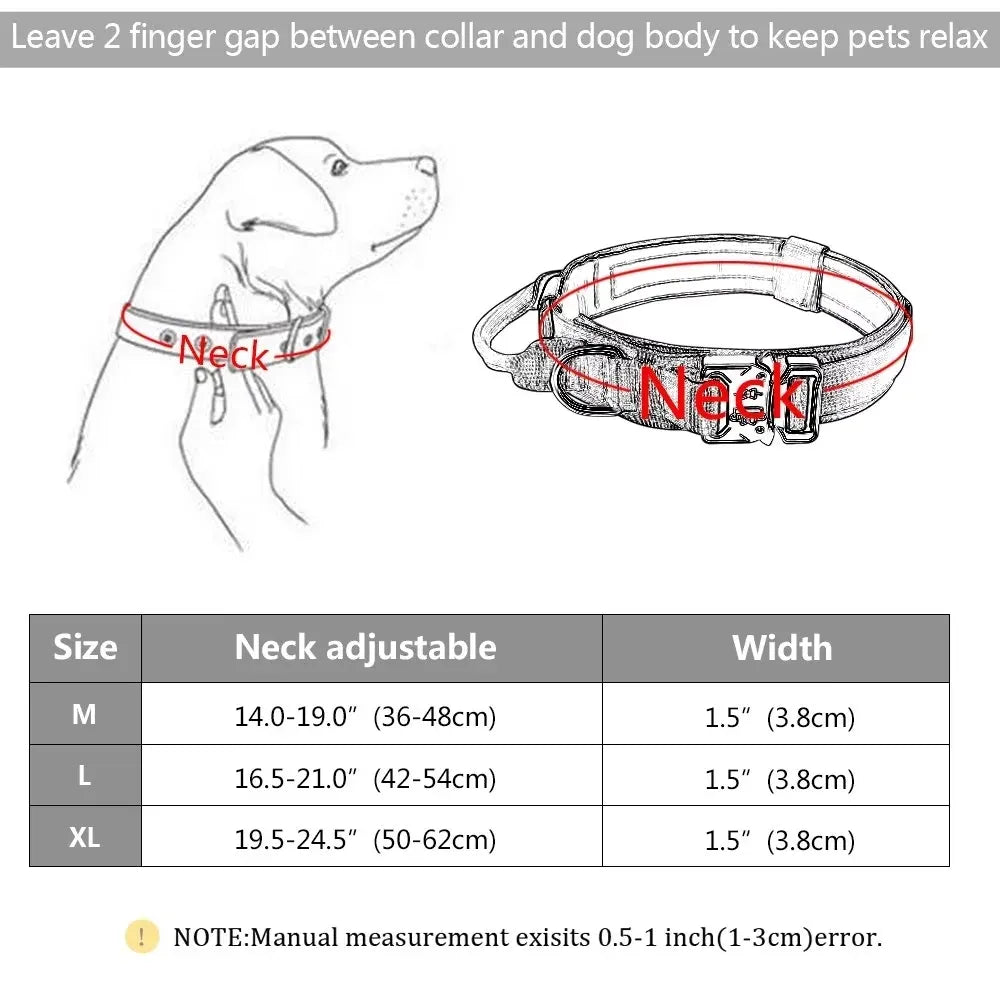 Tactical Police Dog Collar Adjustable Durable Nylon Military German Shepard For Medium Large Walking Training