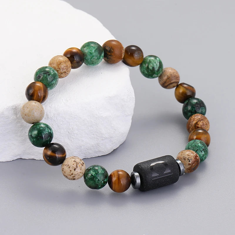 12 Zodiac Signs Natural Stone Bracelets Taurus Cancer Virgo Pisces Bracelets