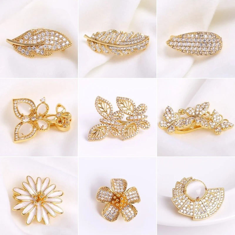 11 Types 18K Gold Plated Shiny Zircon Pearl Clasps Hooks For DIY Beaded Pearl Jewelry Making Connectors Fittings