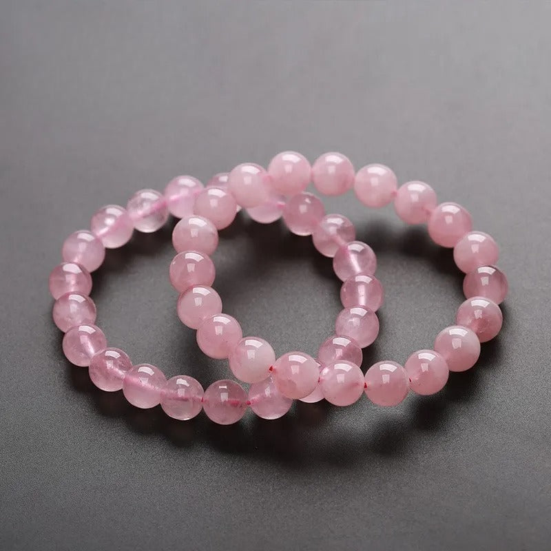 5A Madagascar Natural Rose Quartz Bead Bracelet Handmade Yoga Healing  Bracelet