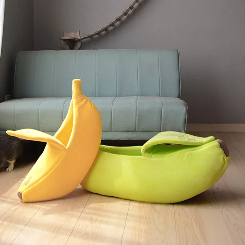 Warm Dog Cat Bed Banana Shaped Cushion Kennel Portable Pet Sleeping Mat Bed