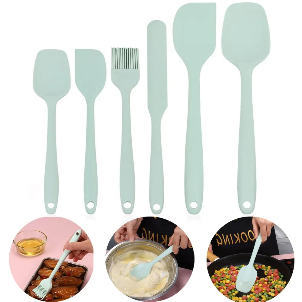 Silicone Spatula Set 6pcs Food Grade Non Stick Heat Resistant Spatulas