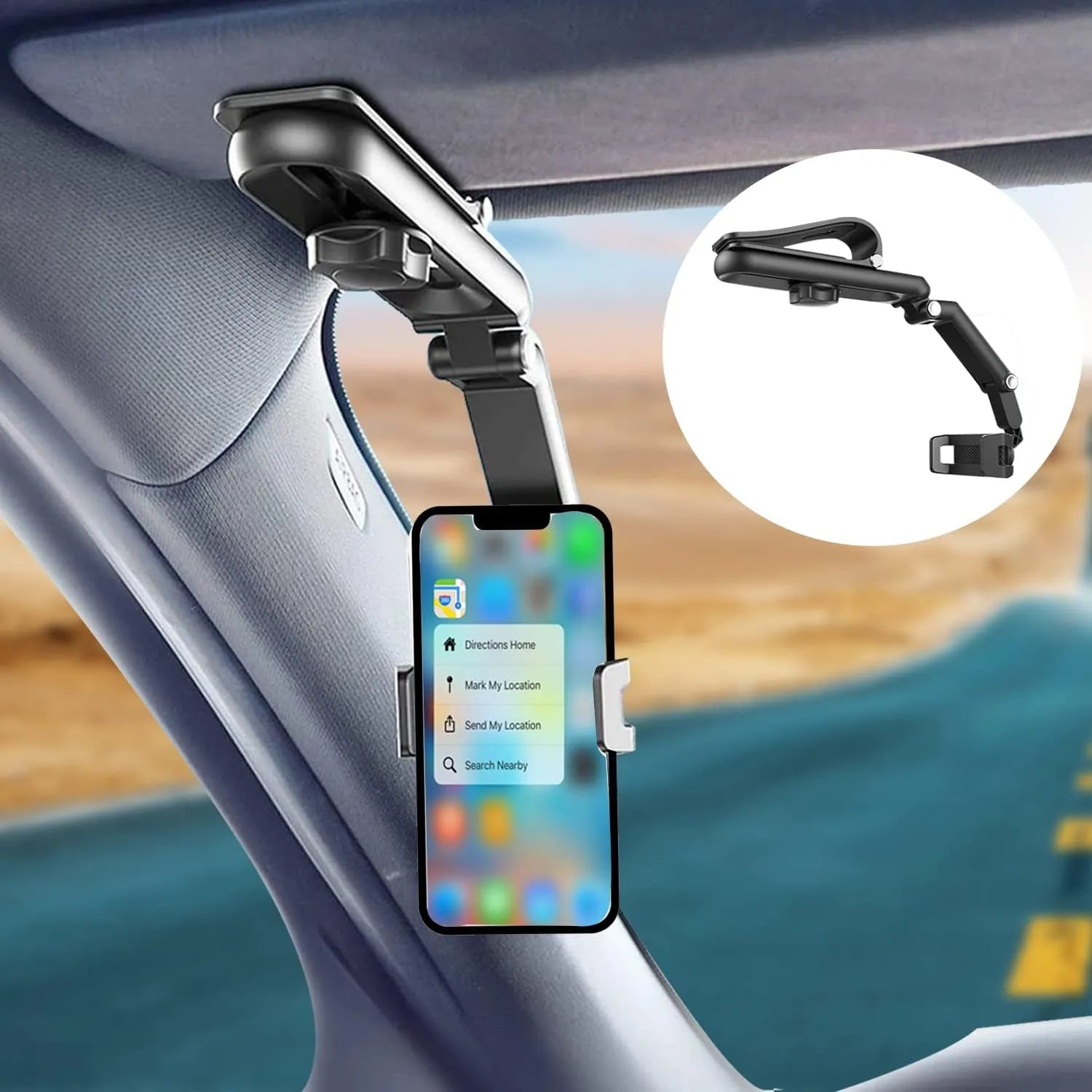 Sun Visor Phone Holder for Car Multifunctional 360° Rotating Sun Visor Cell Phone Holder with IPhone/Samsung/Android